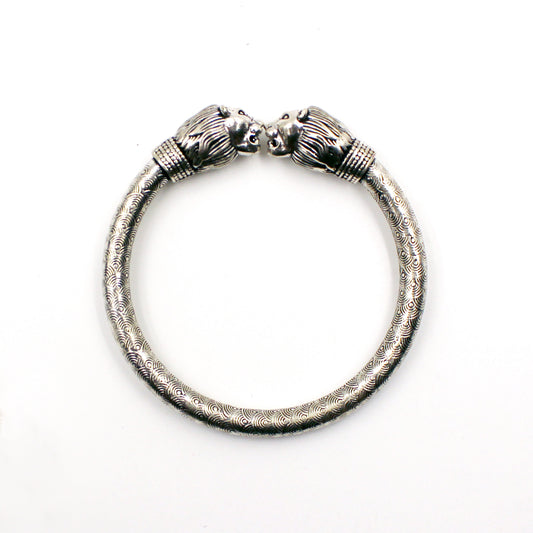 Silver Lion Face Mens Kada