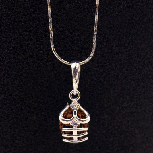 Silver Trishul Rudraksh Pendant