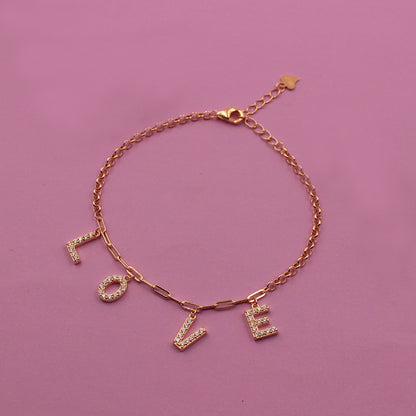 Stone Filled Love Word Bracelete