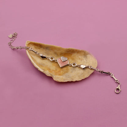 Silver Pinkish Heart Bracelet