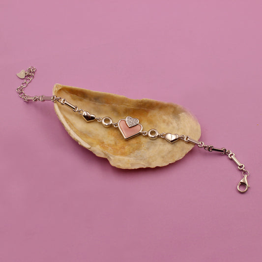 Silver Pinkish Heart Bracelet