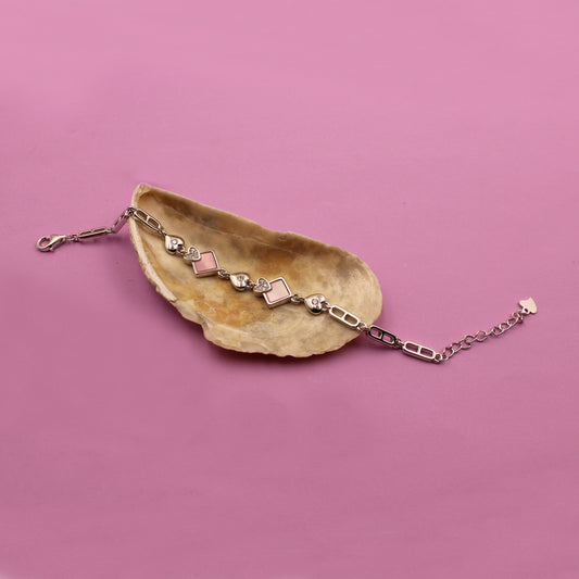 Stone With Silver Diamond Bracelet