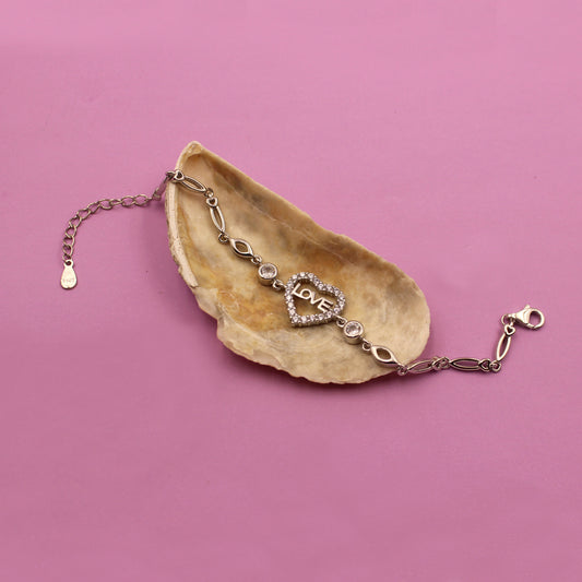 Silver Stone Filled Love Word Bracelet