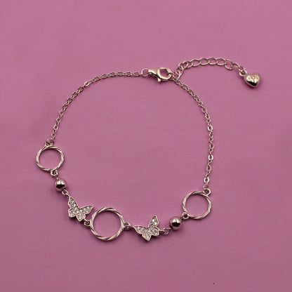 Silver Elegant Stone With Butterfly Bracelet