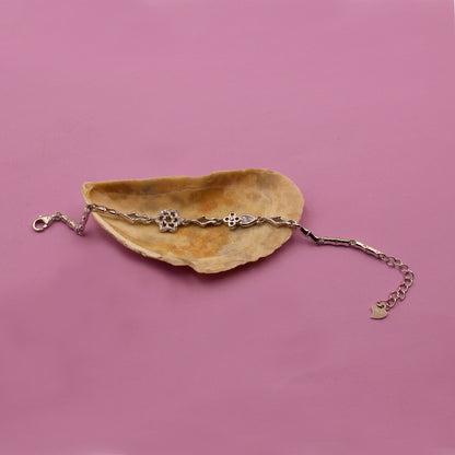 Silver Stone With Flower Bracelet