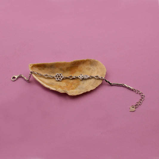 Silver Stone With Flower Bracelet