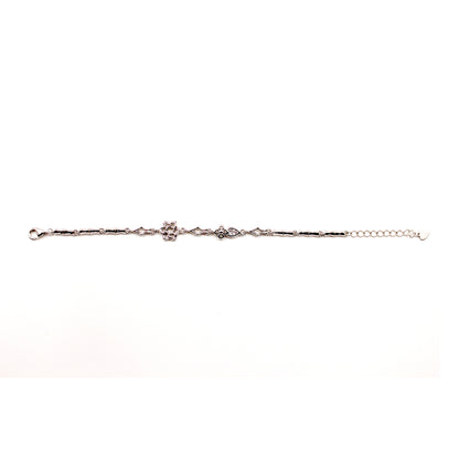 Silver Stone With Flower Bracelet