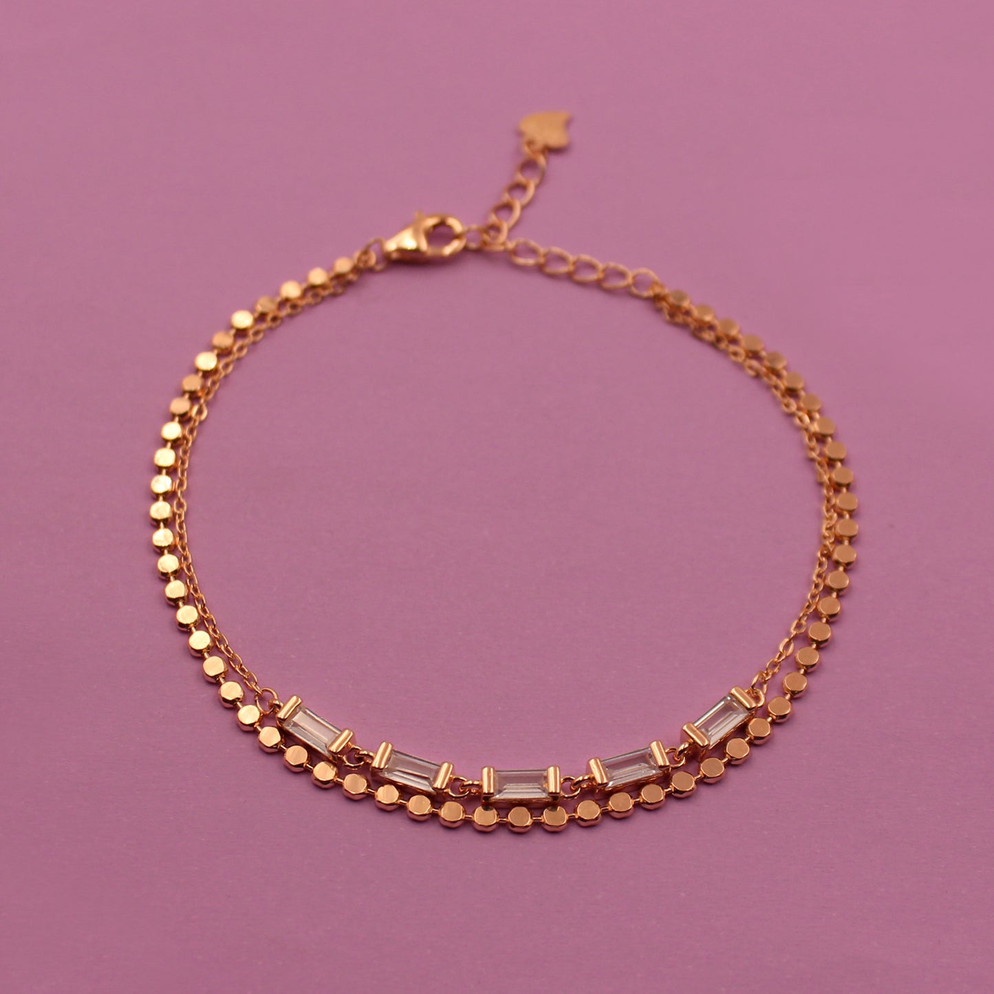 Rose Gold Double Layer Stone Bracelat