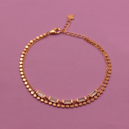 Rose Gold Double Layer Stone Bracelat