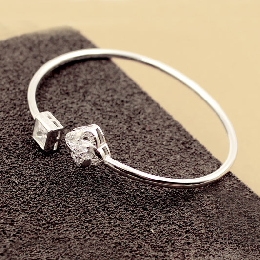 Studded Flower With Stone Triangle Kada Bracelet