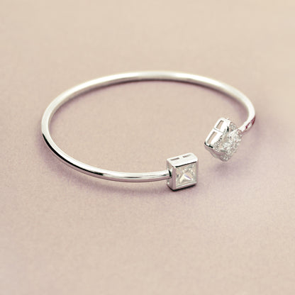 Studded Flower With Stone Square Kada Bracelet