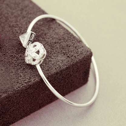 Studded Flower With Stone Triangle Kada Bracelet