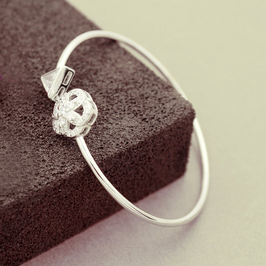 Studded Flower With Stone Triangle Kada Bracelet