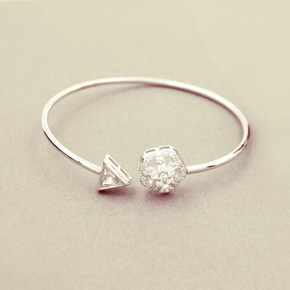 Studded Flower With Stone Triangle Kada Bracelet