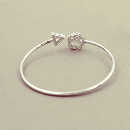 Studded Flower With Stone Triangle Kada Bracelet