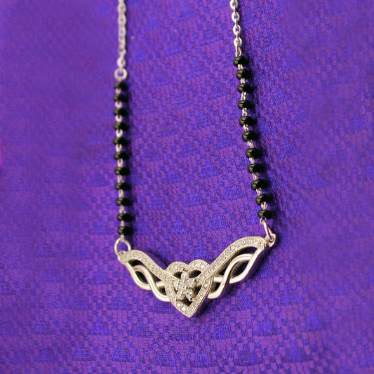 Silver Heart Locked in infinity Magalsutra