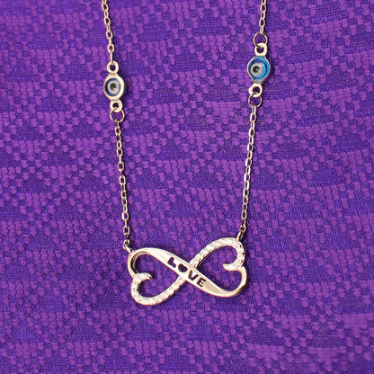Evil Eye With Stone Infinite Love Pendant