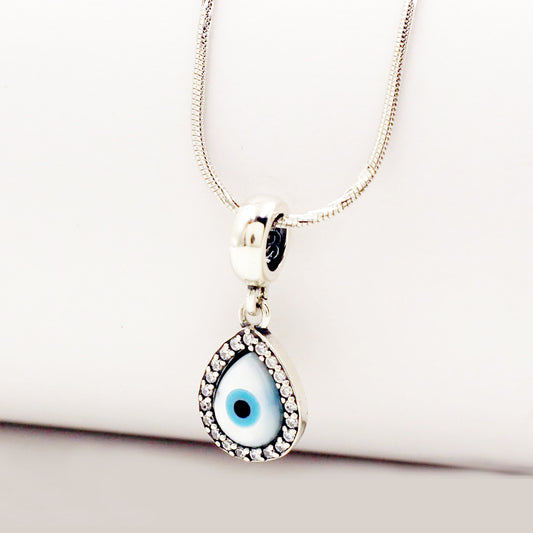 Silver Beautiful Drop Evil Eye Pendant