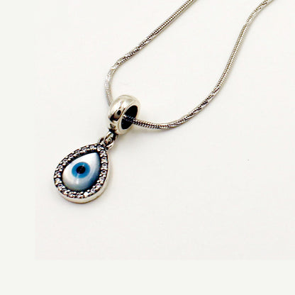 Silver Beautiful Drop Evil Eye Pendant
