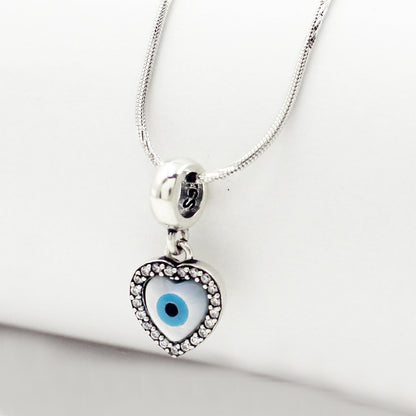 Silver Sweet Heart Evil Eye Pendant