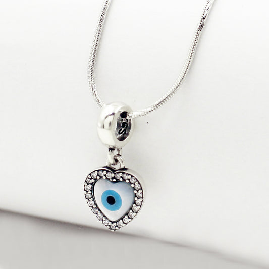 Silver Sweet Heart Evil Eye Pendant