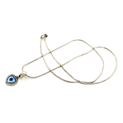 Silver Sweet Heart Evil Eye Pendant