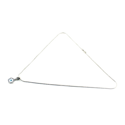 Silver Blooming Flower Evil Eye Pendant