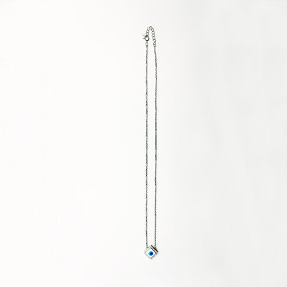Silver Precious Square Evil Eye Pendant