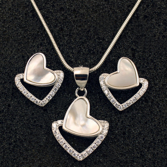 Silver Stud Heart Shape Set