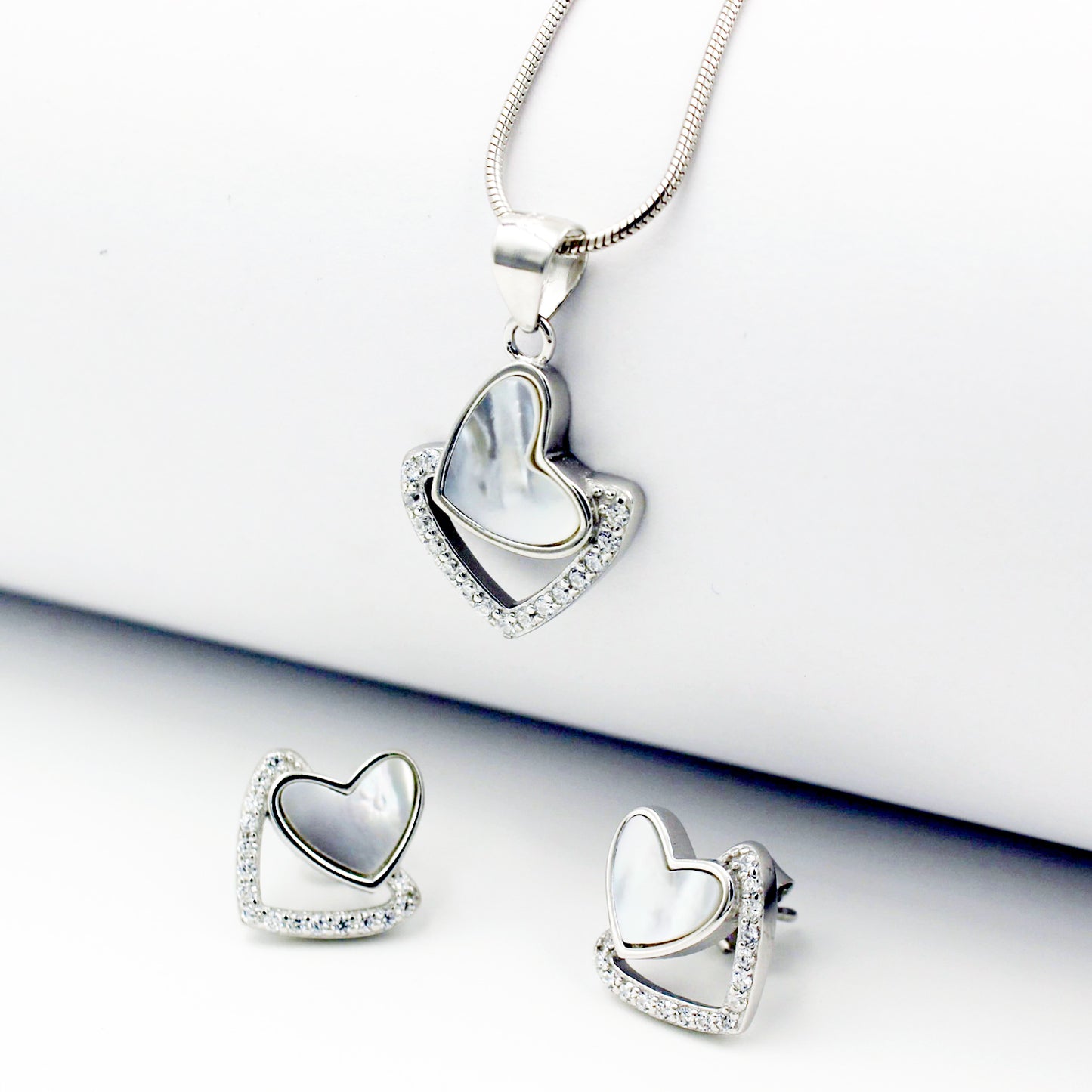 Silver Stud Heart Shape Set