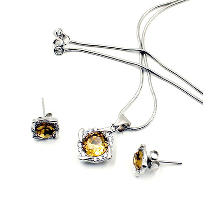 Silver Yellow Stone Floweret Set