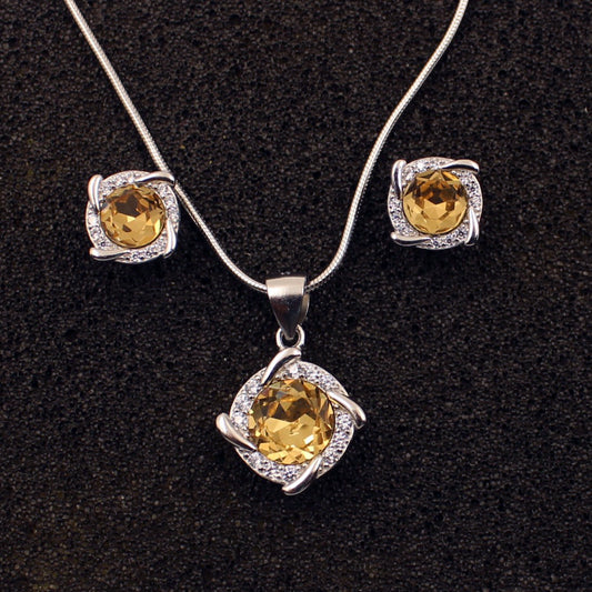 Silver Yellow Stone Floweret Set