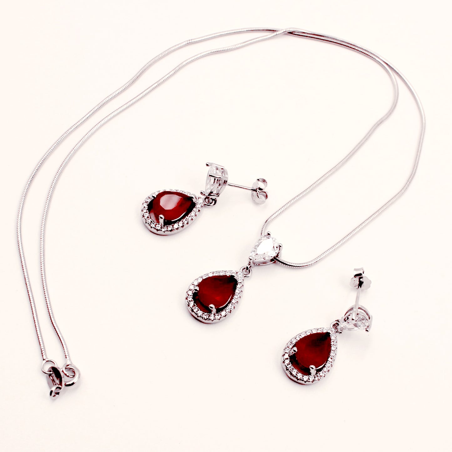 Real Silver Set with Red Stone