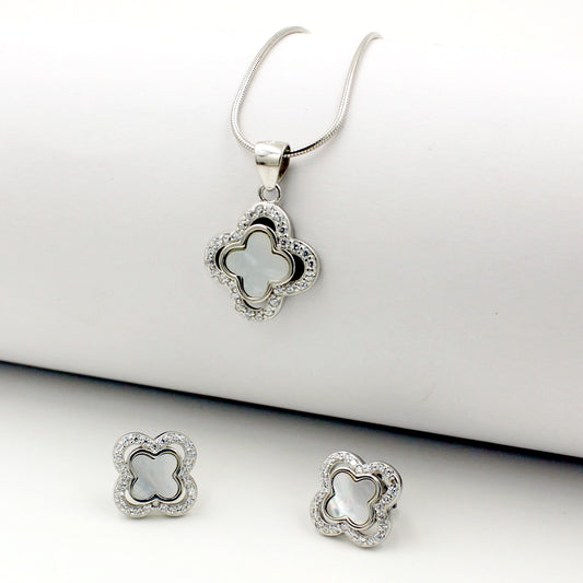 Silver Four Leaf Clover set