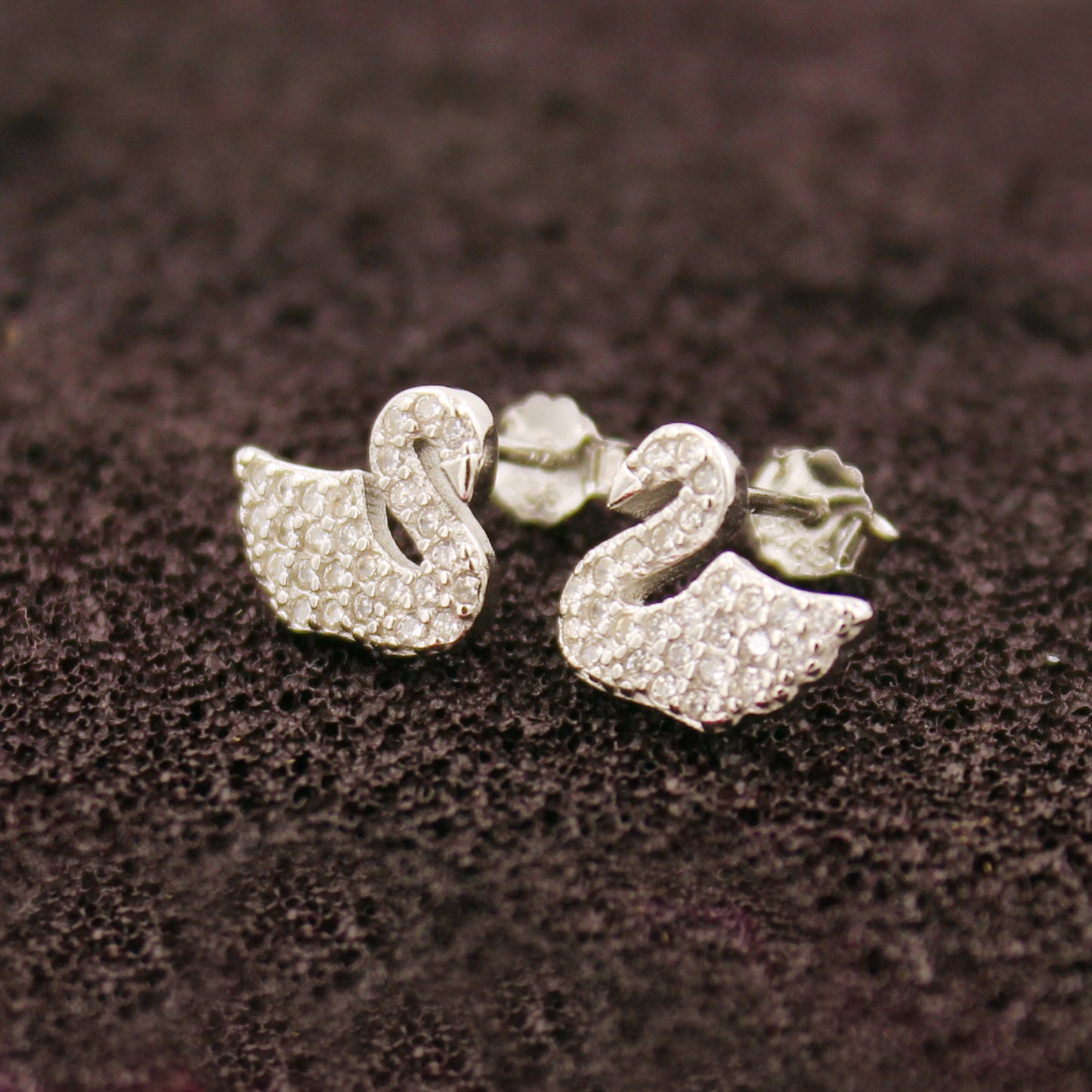 A Silver Stone Dove Earring