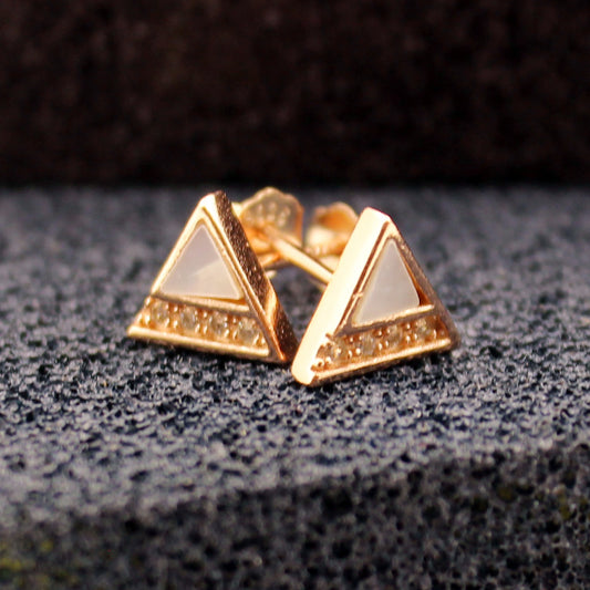 Rose Gold Triangle Stud Earring