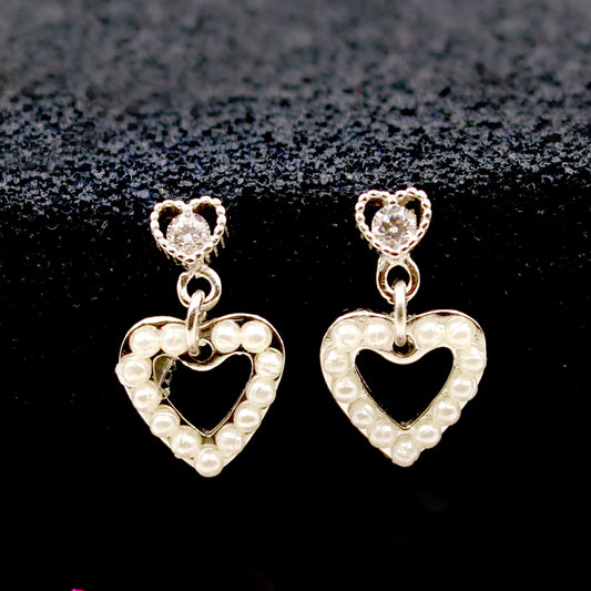 Silver Heart With Pearl tops