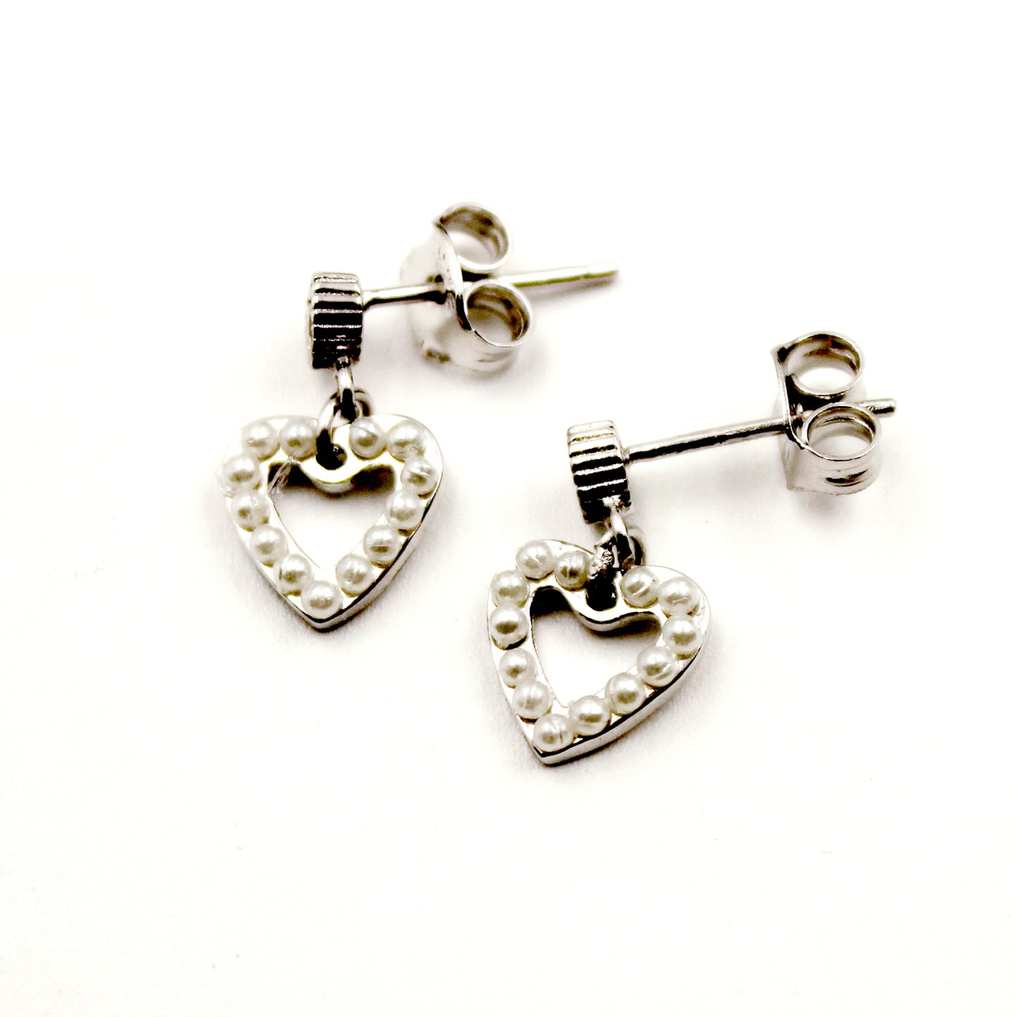 Silver Heart With Pearl tops