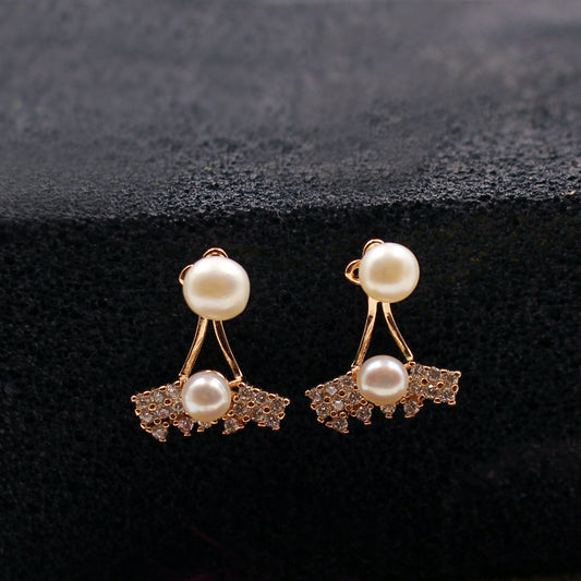 ROSE Gold 2 in 1 Pearl Earring