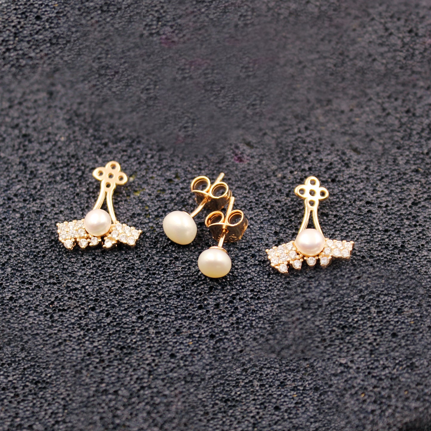 ROSE Gold 2 in 1 Pearl Earring