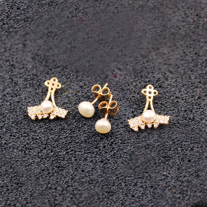 ROSE Gold 2 in 1 Pearl Earring
