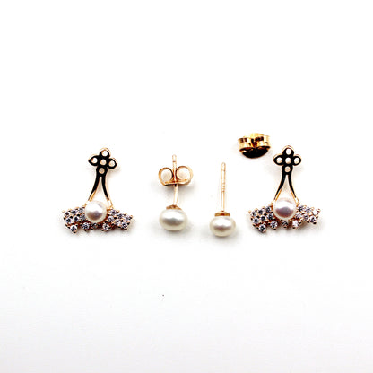 ROSE Gold 2 in 1 Pearl Earring