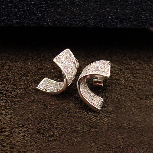 Silver Fancy Wave Earring