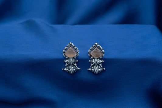 Oxidized Silver Tribal Stud Earring