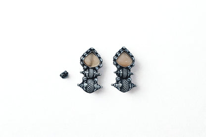 Oxidized Silver Tribal Stud Earring